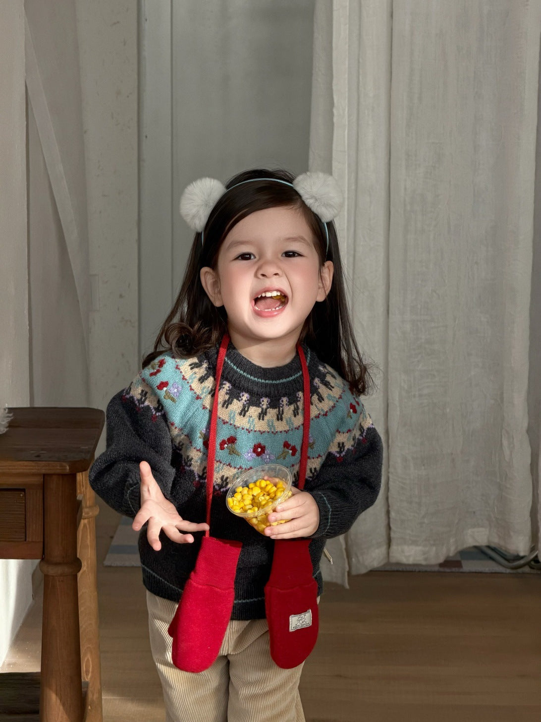 長袖セットアップ フェアアイルニットセーター/裏フリースパンツ【mh0011931】