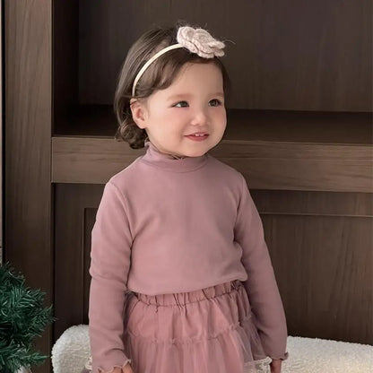 長袖セットアップ pink tops / 9M  73CM ベビートップス/ベスト/パンツ 長袖シンプルTシャツ/ショルダーフリルキルティングペプラムベスト/シンプルレギンスパンツ【mh0007817】