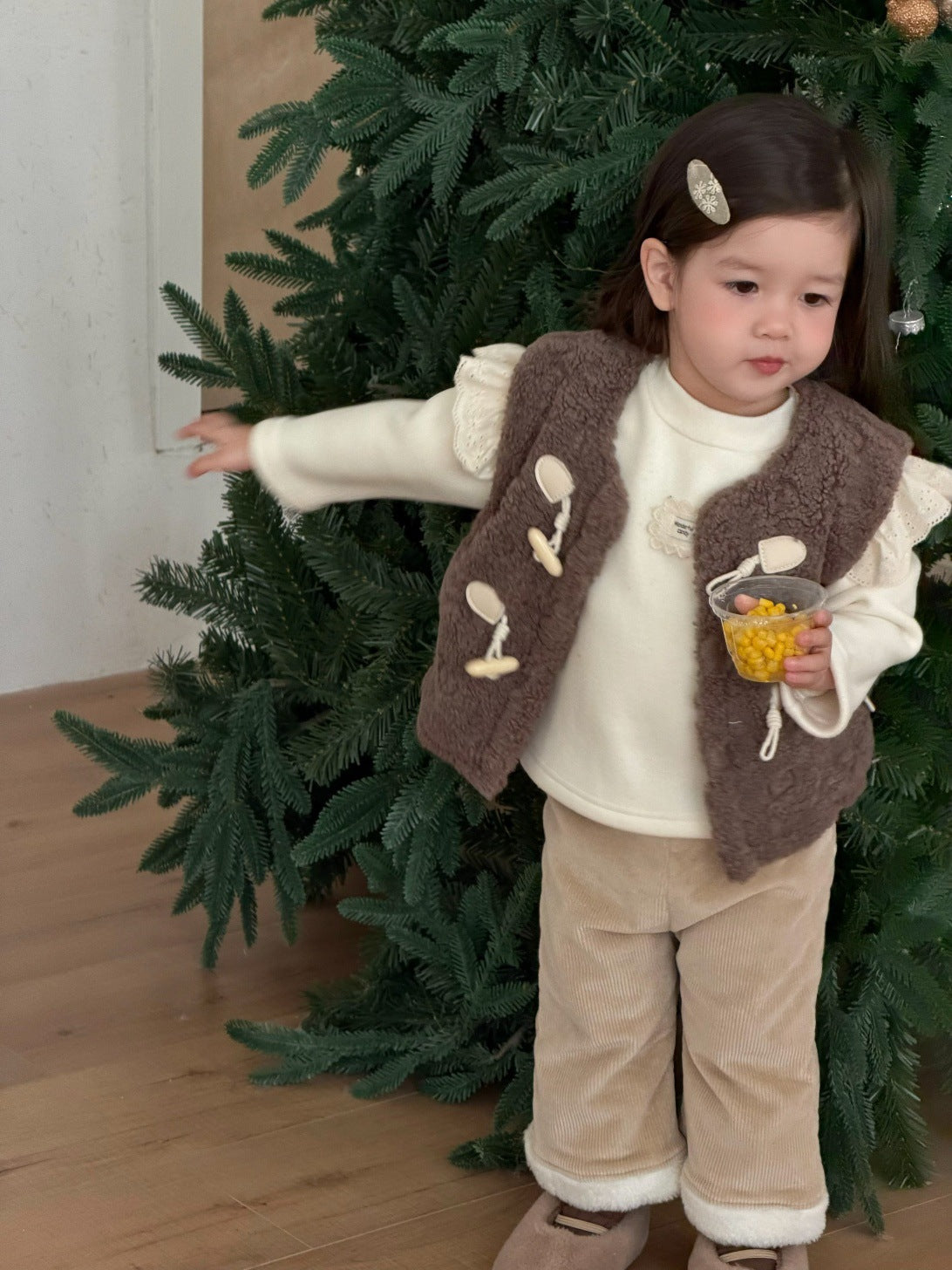 長袖セットアップ Plus fleece bottoming shirt / 73cm ボアフリースベスト/フリースTシャツ/裏フリースパンツ【mh0011929】