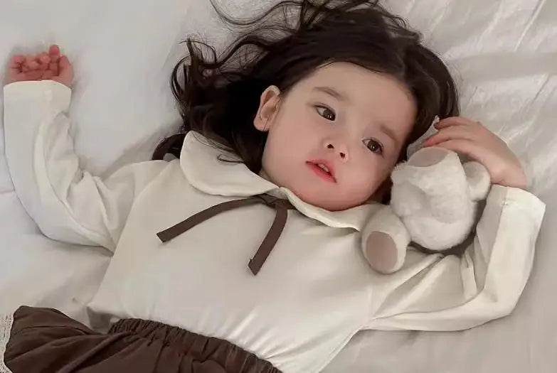 長袖セットアップ shirts1 / 9M  73CM ベビートップス/ブルマ 丸襟リボンTシャツブラウス/フリルスカートドッキングブルマパンツ【mh0008112】