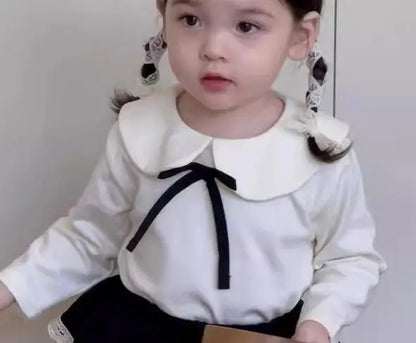 長袖セットアップ shirts2 / 9M  73CM ベビートップス/ブルマ 丸襟リボンTシャツブラウス/フリルスカートドッキングブルマパンツ【mh0008112】