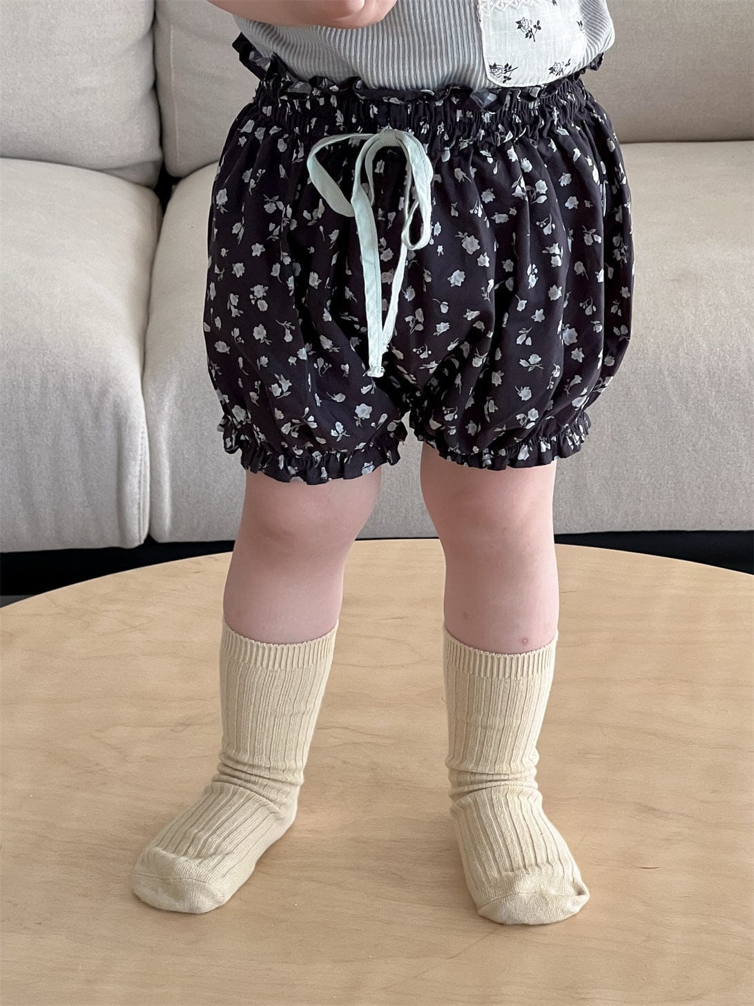 半袖セットアップ shorts / 73cm ポケットパッチワーク半袖Tシャツ/フラワープリントバルーンショートパンツ【mh0009897】