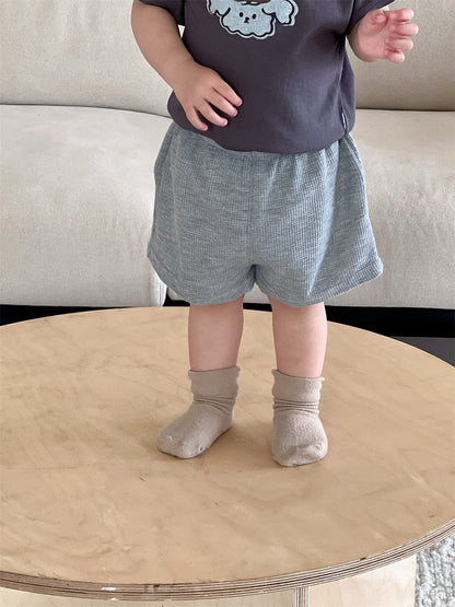 半袖セットアップ shorts / 73cm 犬パピープリント半袖Tシャツ/ワッフルショートパンツ【mh0009901】