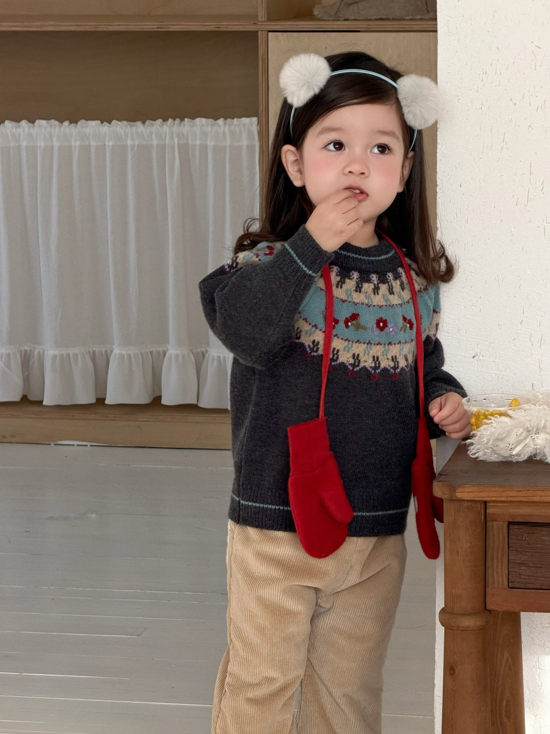 長袖セットアップ Sweater / 73cm フェアアイルニットセーター/裏フリースパンツ【mh0011931】