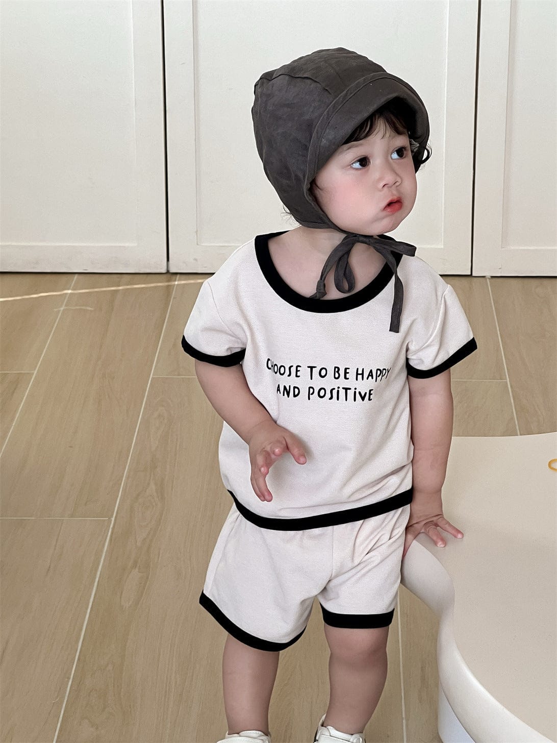 半袖セットアップ レターロゴプリント半袖Tシャツ+ショートパンツセットアップ 2点セット【mh0009923】