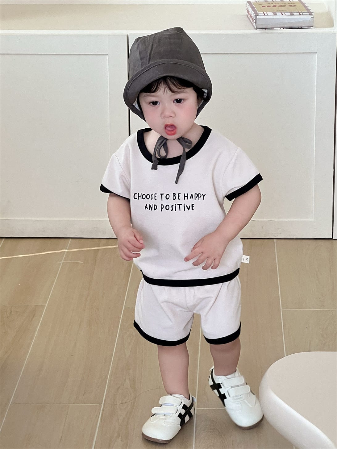 半袖セットアップ レターロゴプリント半袖Tシャツ+ショートパンツセットアップ 2点セット【mh0009923】