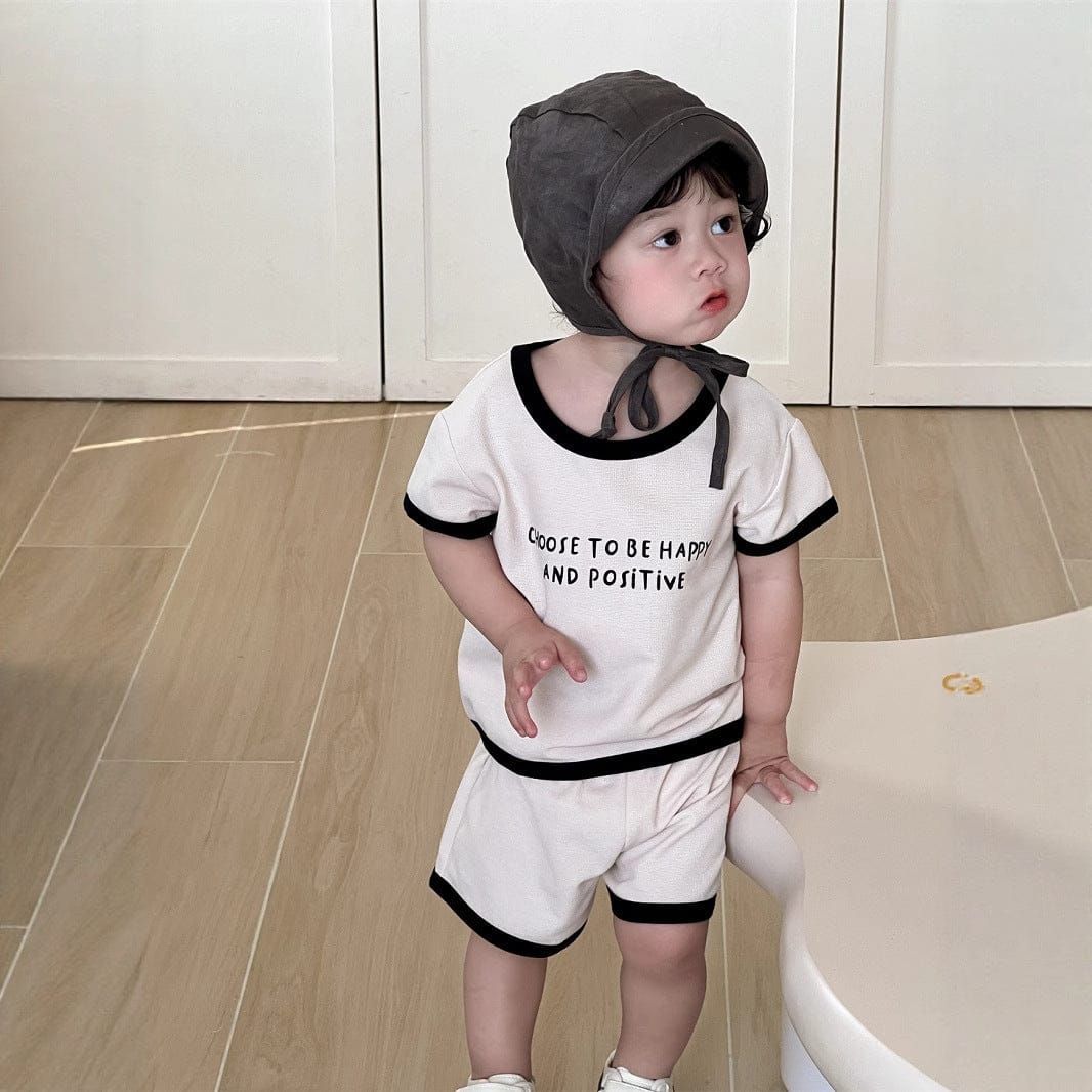 半袖セットアップ レターロゴプリント半袖Tシャツ+ショートパンツセットアップ 2点セット【mh0009923】