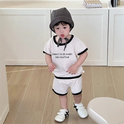 半袖セットアップ レターロゴプリント半袖Tシャツ+ショートパンツセットアップ 2点セット【mh0009923】