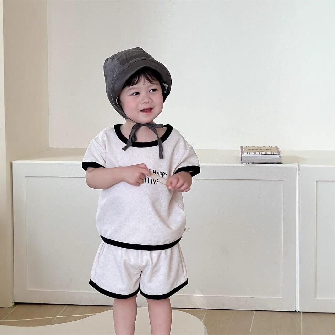 半袖セットアップ レターロゴプリント半袖Tシャツ+ショートパンツセットアップ 2点セット【mh0009923】