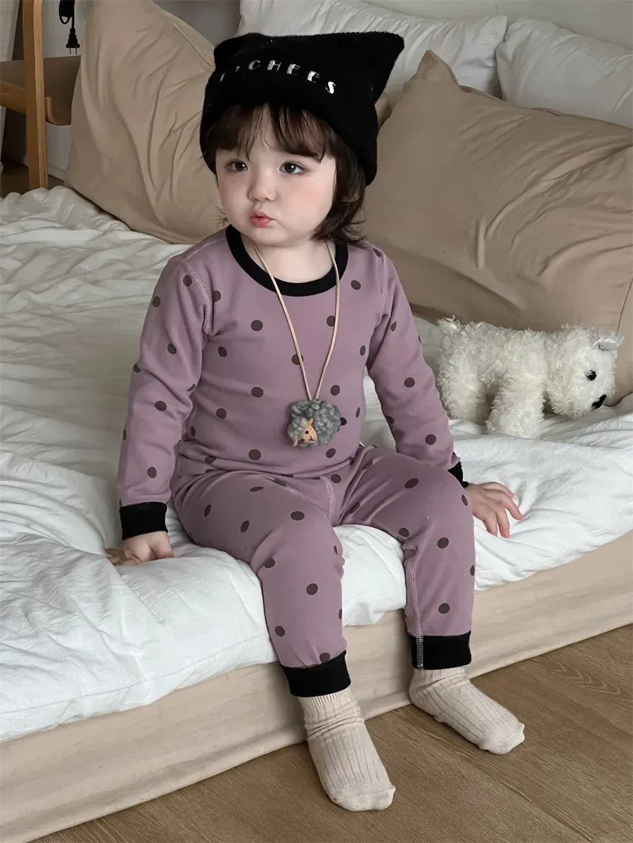 長袖パジャマ ベビーキッズパジャマセット アニマルプリント長袖Tシャツ+ロングパンツ【mh0007978】