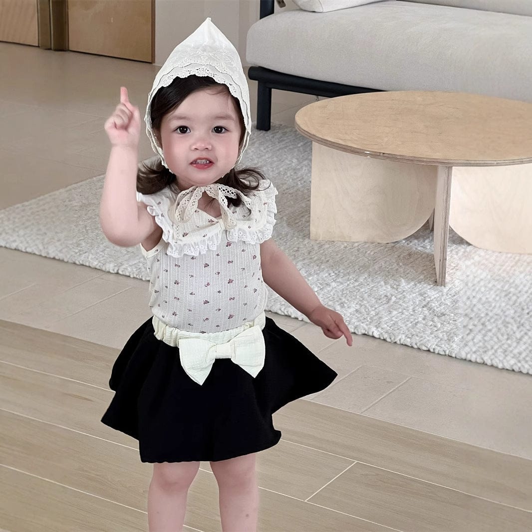 ノースリーブセットアップ ビッグ襟ノースリーブTシャツ/ビッグリボンスカート【mh0009909】