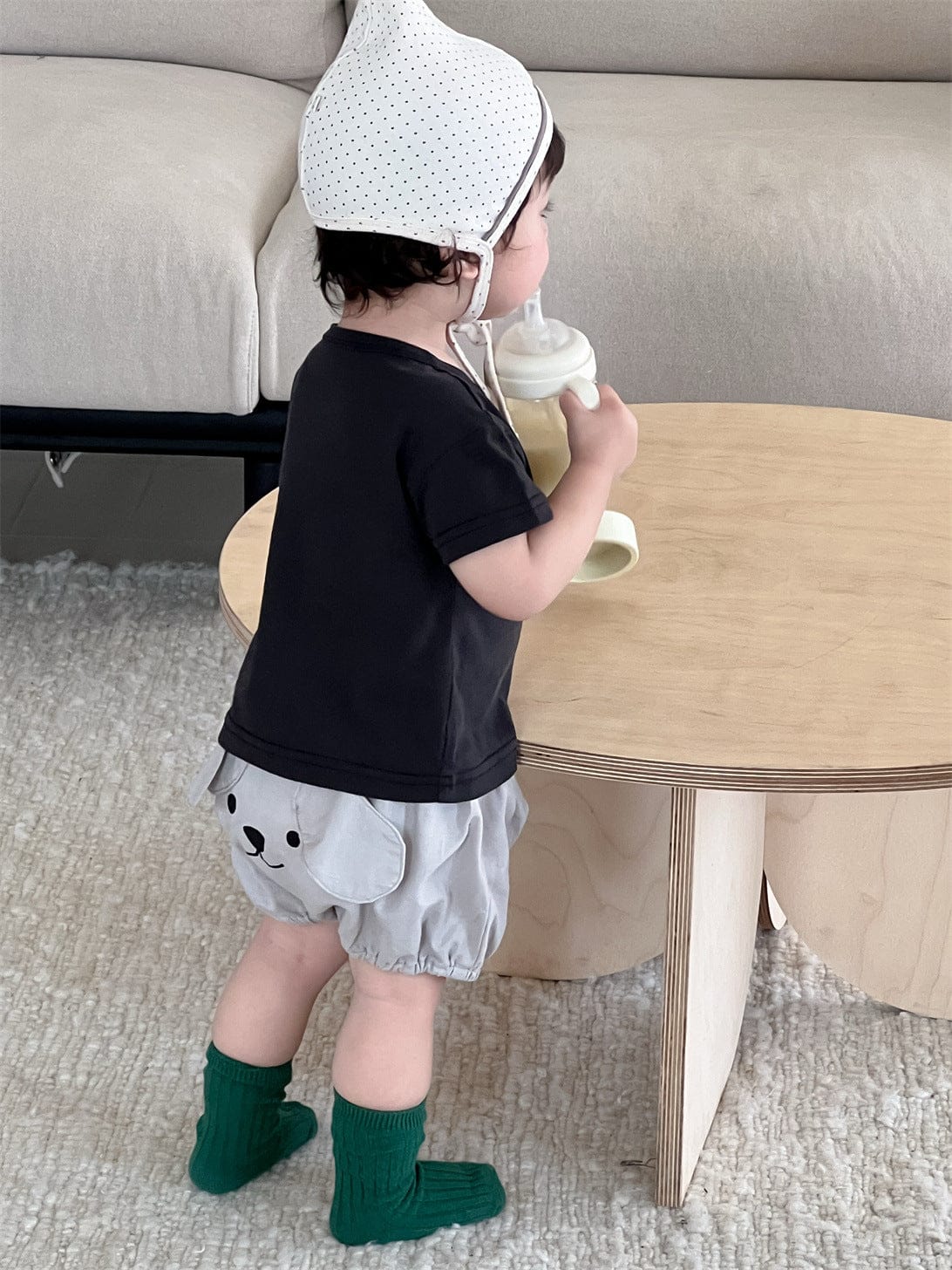 半袖セットアップ アップリケ半袖Tシャツ/バルーンショートパンツ【mh0009910】