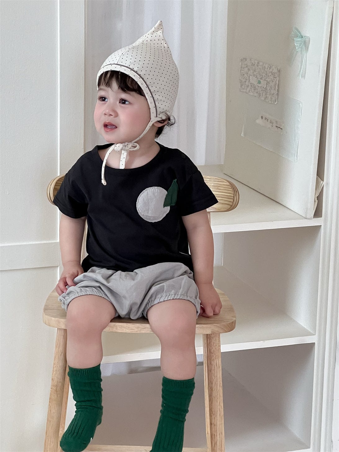 半袖セットアップ アップリケ半袖Tシャツ/バルーンショートパンツ【mh0009910】