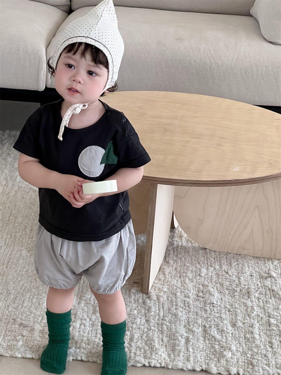 半袖セットアップ アップリケ半袖Tシャツ/バルーンショートパンツ【mh0009910】