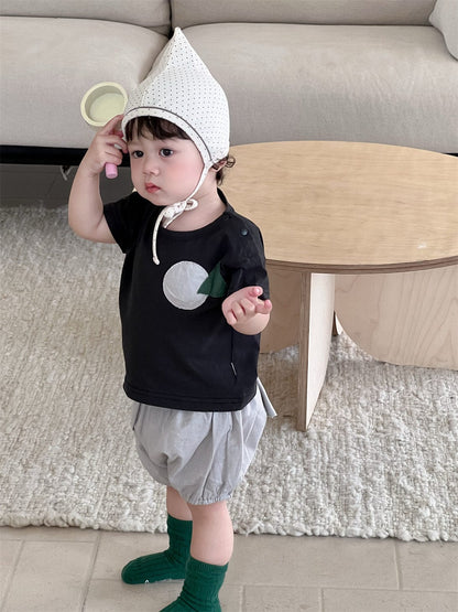 半袖セットアップ アップリケ半袖Tシャツ/バルーンショートパンツ【mh0009910】