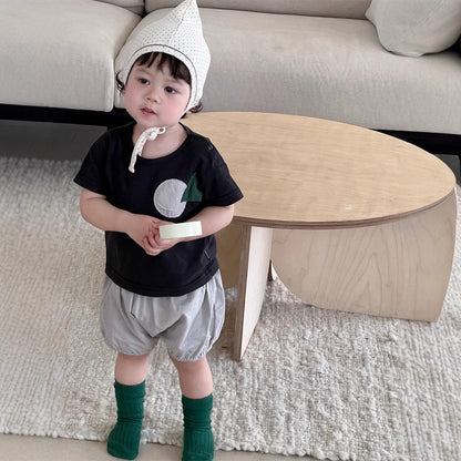 半袖セットアップ アップリケ半袖Tシャツ/バルーンショートパンツ【mh0009910】