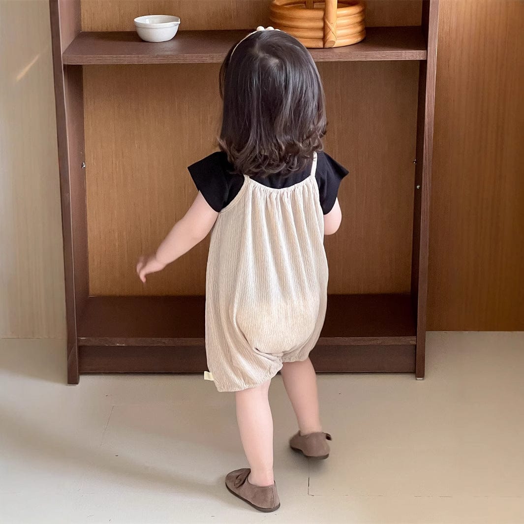 半袖セットアップ バイピング半袖Tシャツ/シンプルキャミソールジャンプスーツ【mh0009919】