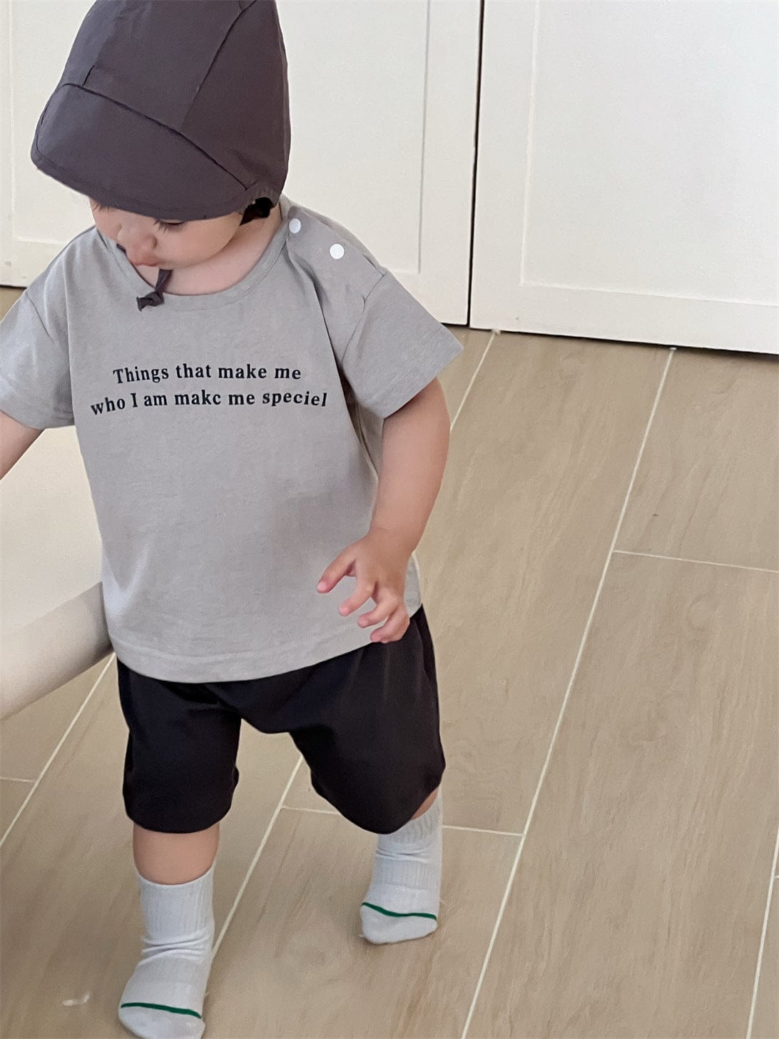 半袖セットアップ レターロゴプリント半袖Tシャツ/シンプルショートパンツ【mh0009927】