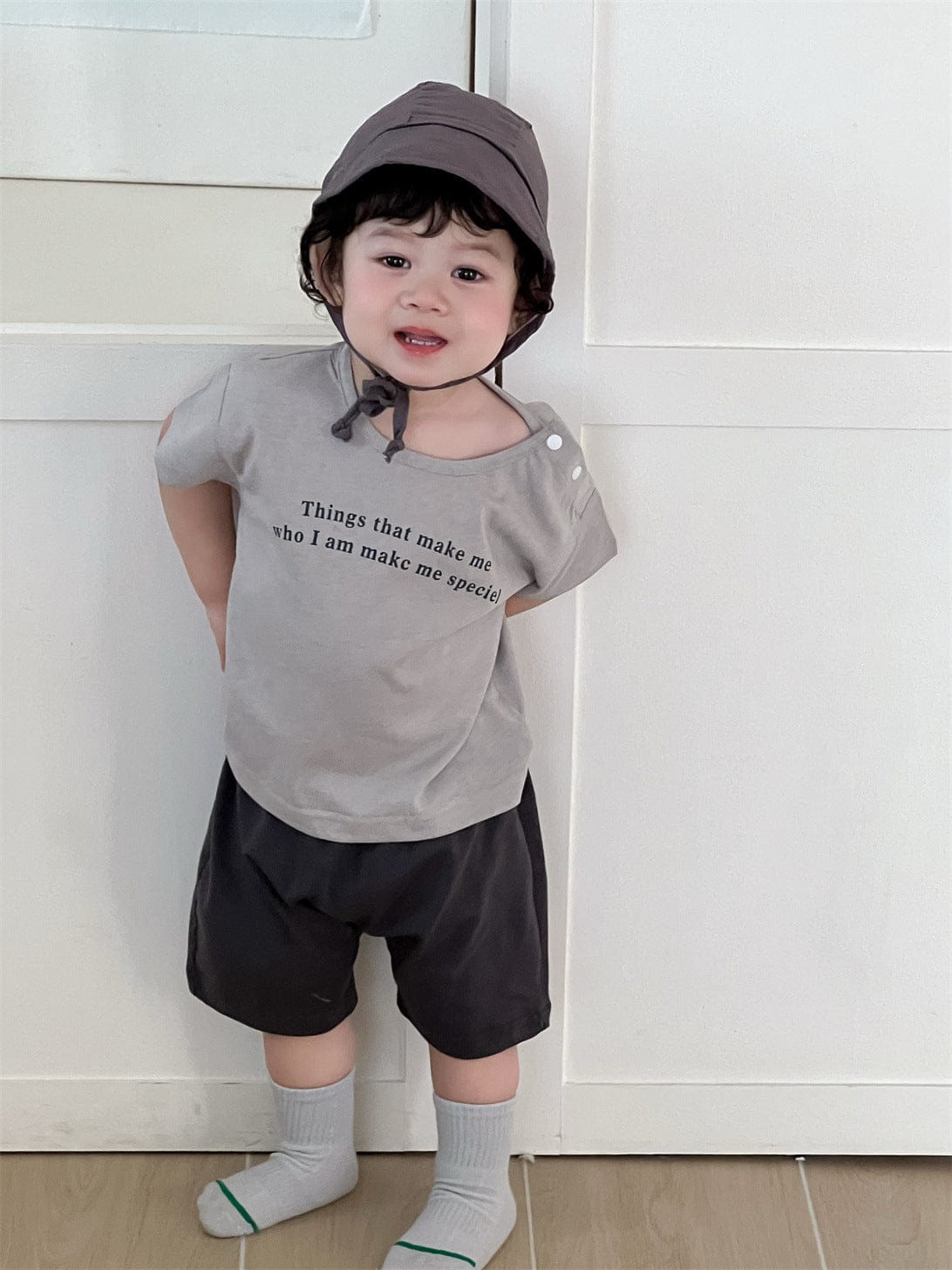 半袖セットアップ レターロゴプリント半袖Tシャツ/シンプルショートパンツ【mh0009927】