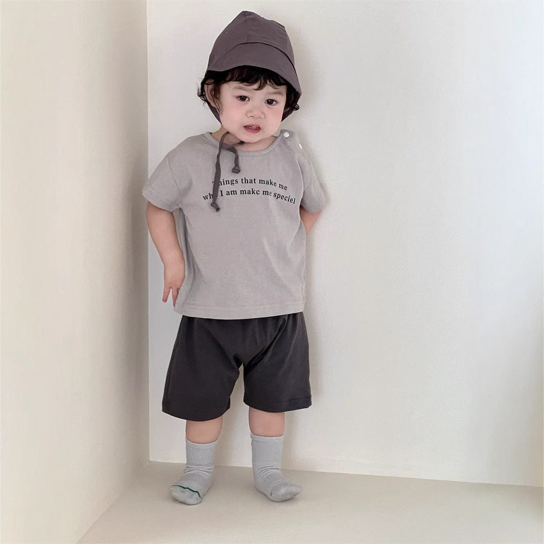 半袖セットアップ レターロゴプリント半袖Tシャツ/シンプルショートパンツ【mh0009927】