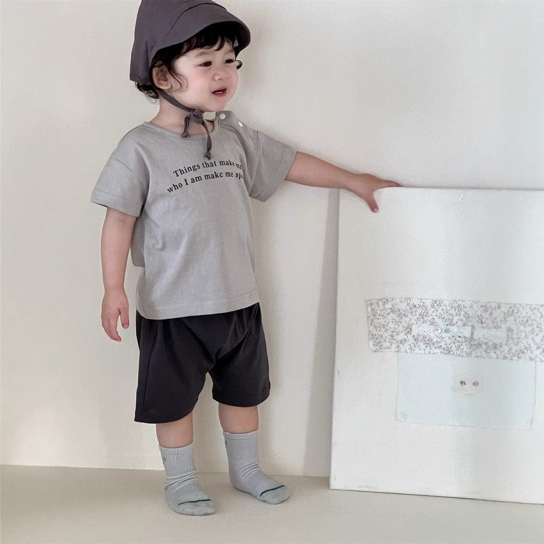 半袖セットアップ レターロゴプリント半袖Tシャツ/シンプルショートパンツ【mh0009927】