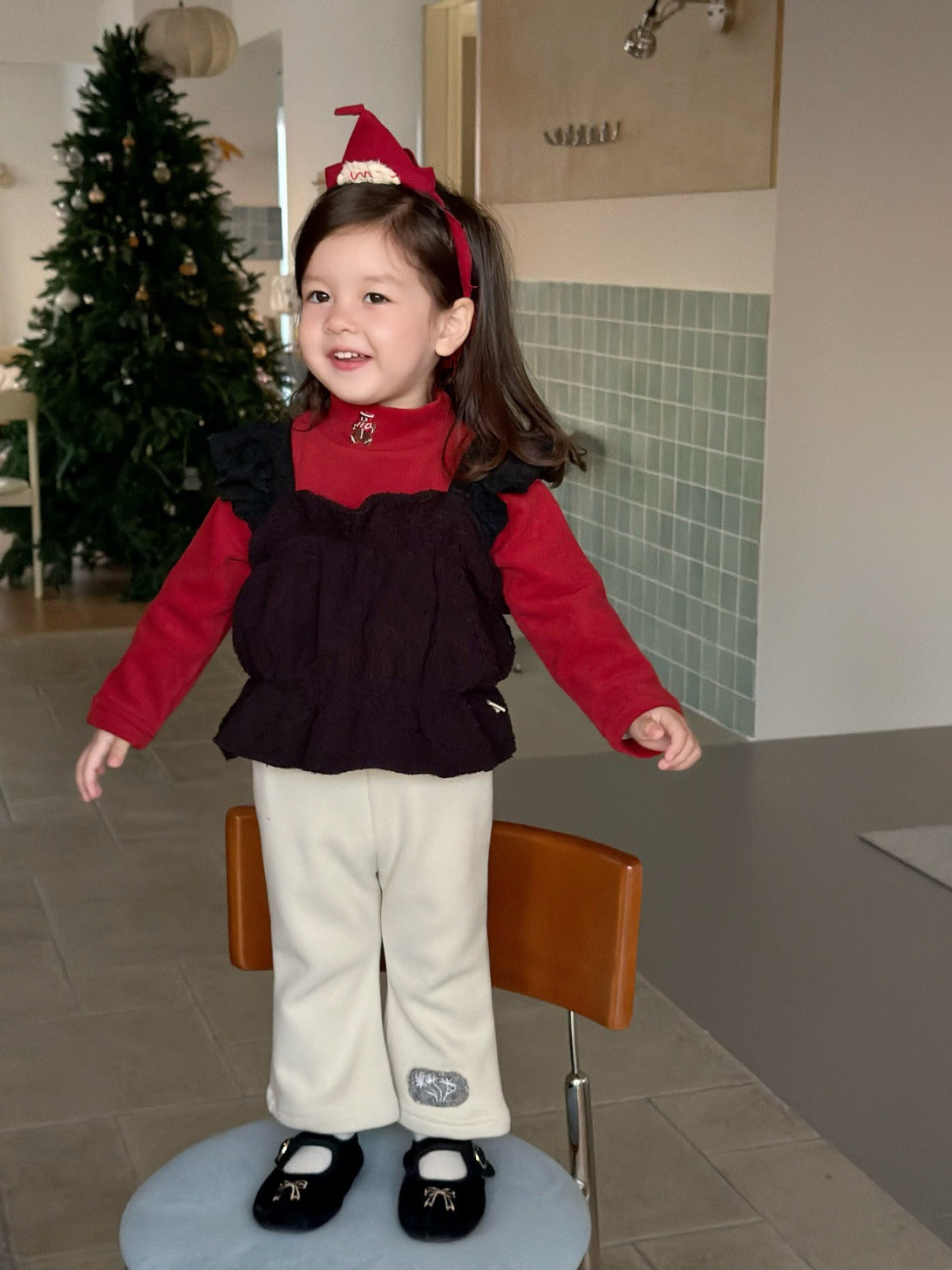 長袖セットアップ フリルキャミベスト/長袖Tシャツ/ロングフリースパンツ【mh0011927】