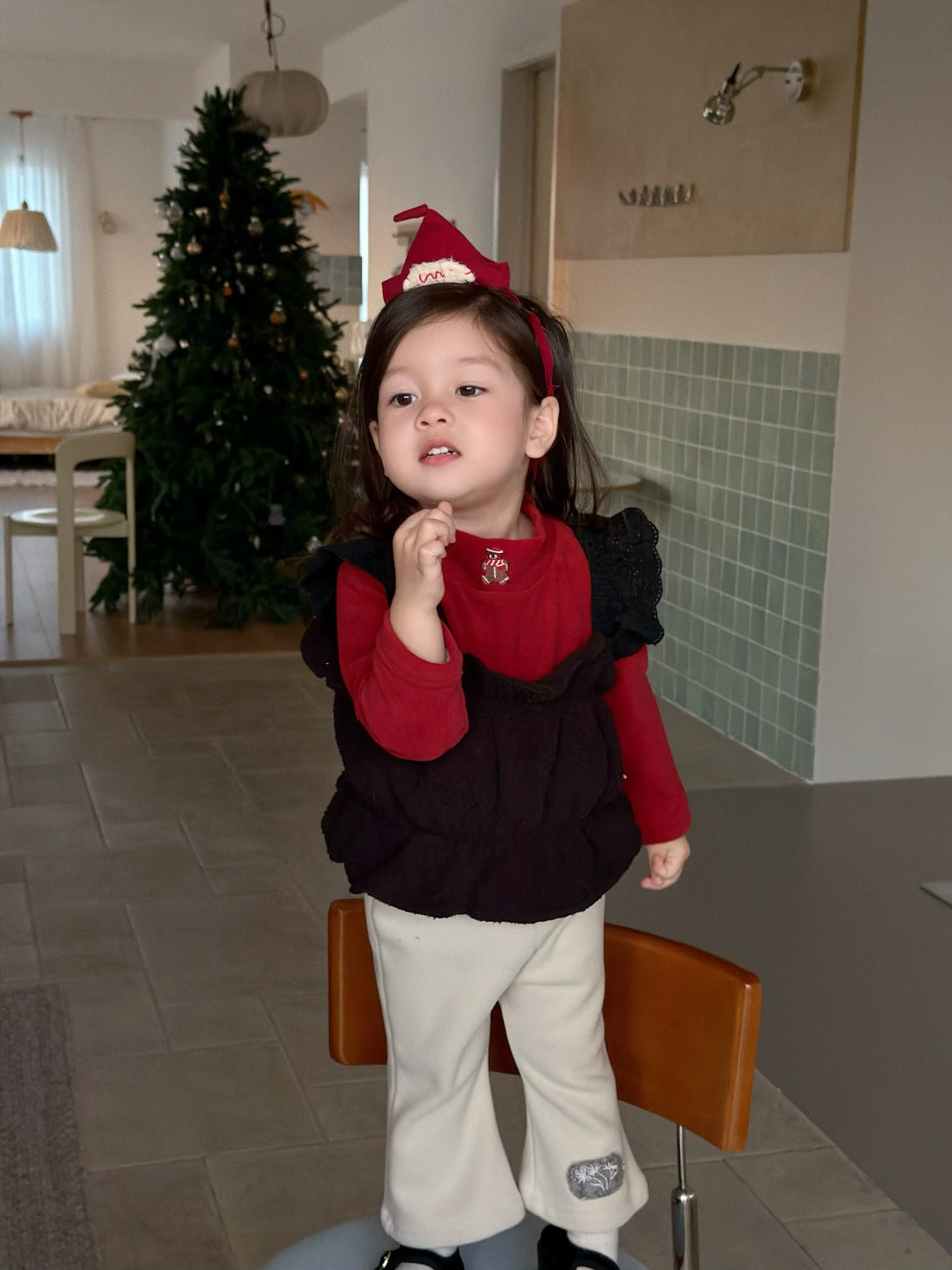 長袖セットアップ フリルキャミベスト/長袖Tシャツ/ロングフリースパンツ【mh0011927】