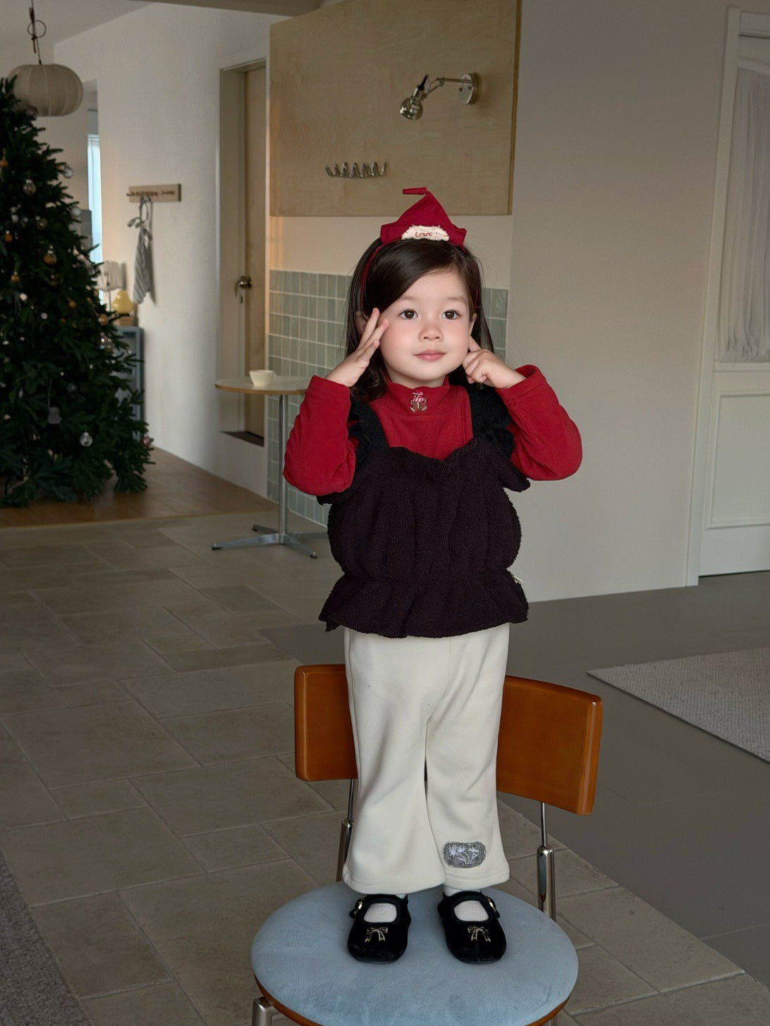 長袖セットアップ フリルキャミベスト/長袖Tシャツ/ロングフリースパンツ【mh0011927】