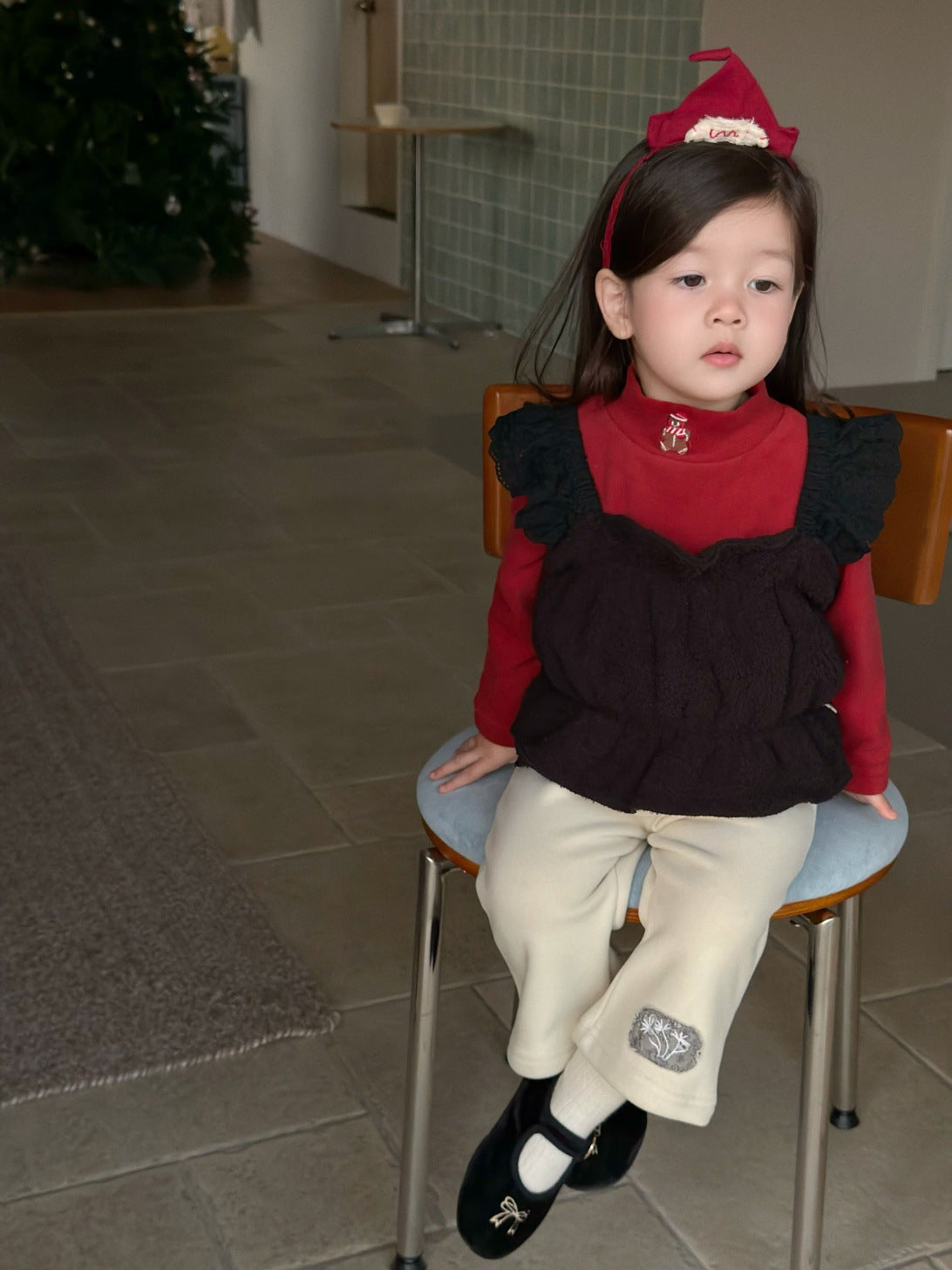 長袖セットアップ フリルキャミベスト/長袖Tシャツ/ロングフリースパンツ【mh0011927】