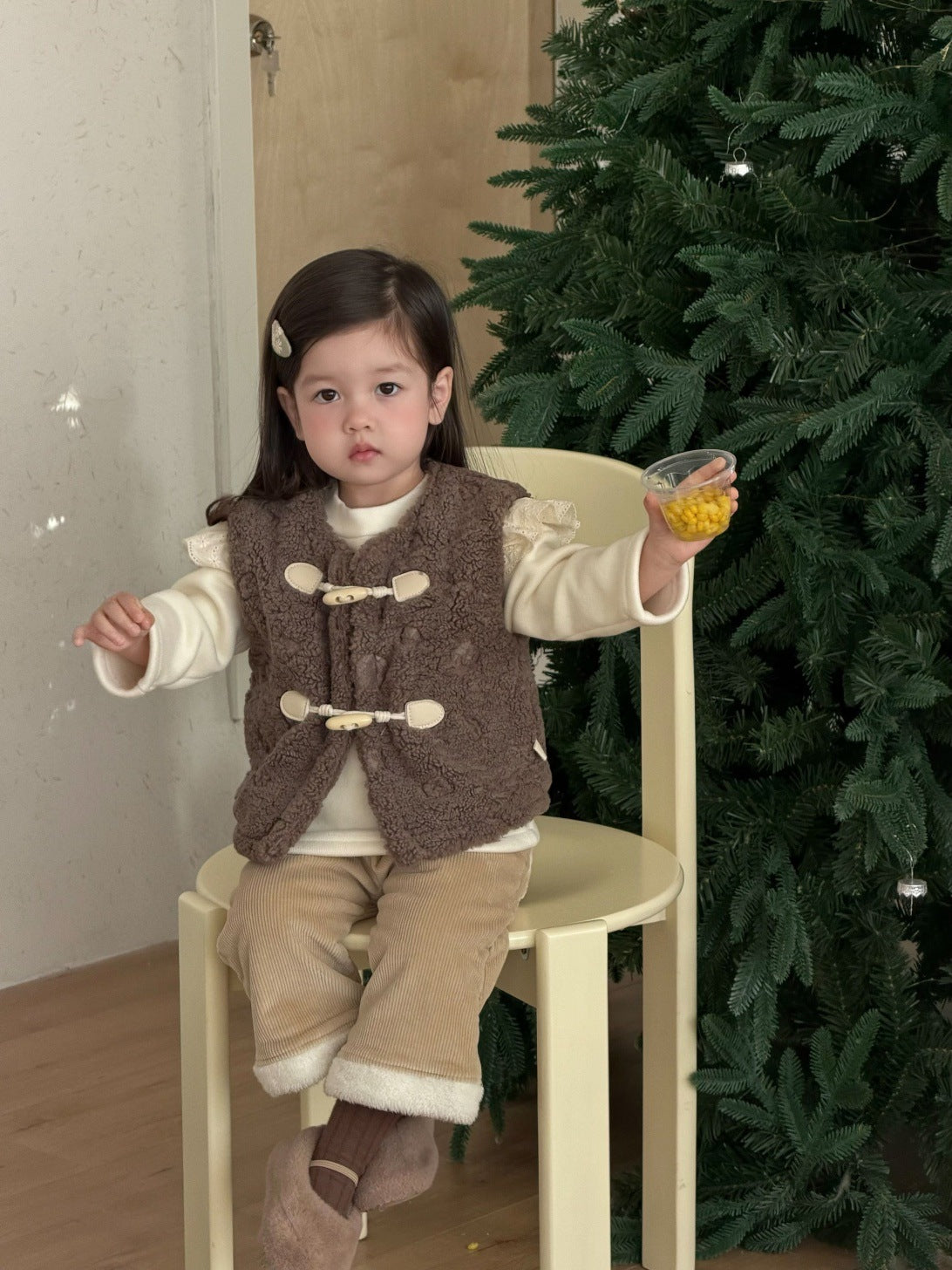 長袖セットアップ ボアフリースベスト/フリースTシャツ/裏フリースパンツ【mh0011929】