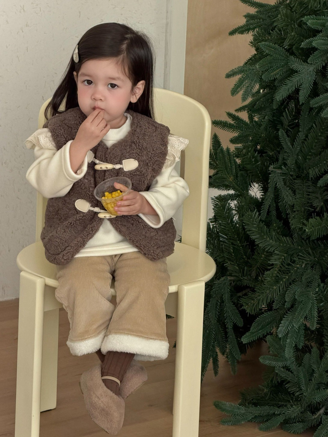 長袖セットアップ ボアフリースベスト/フリースTシャツ/裏フリースパンツ【mh0011929】