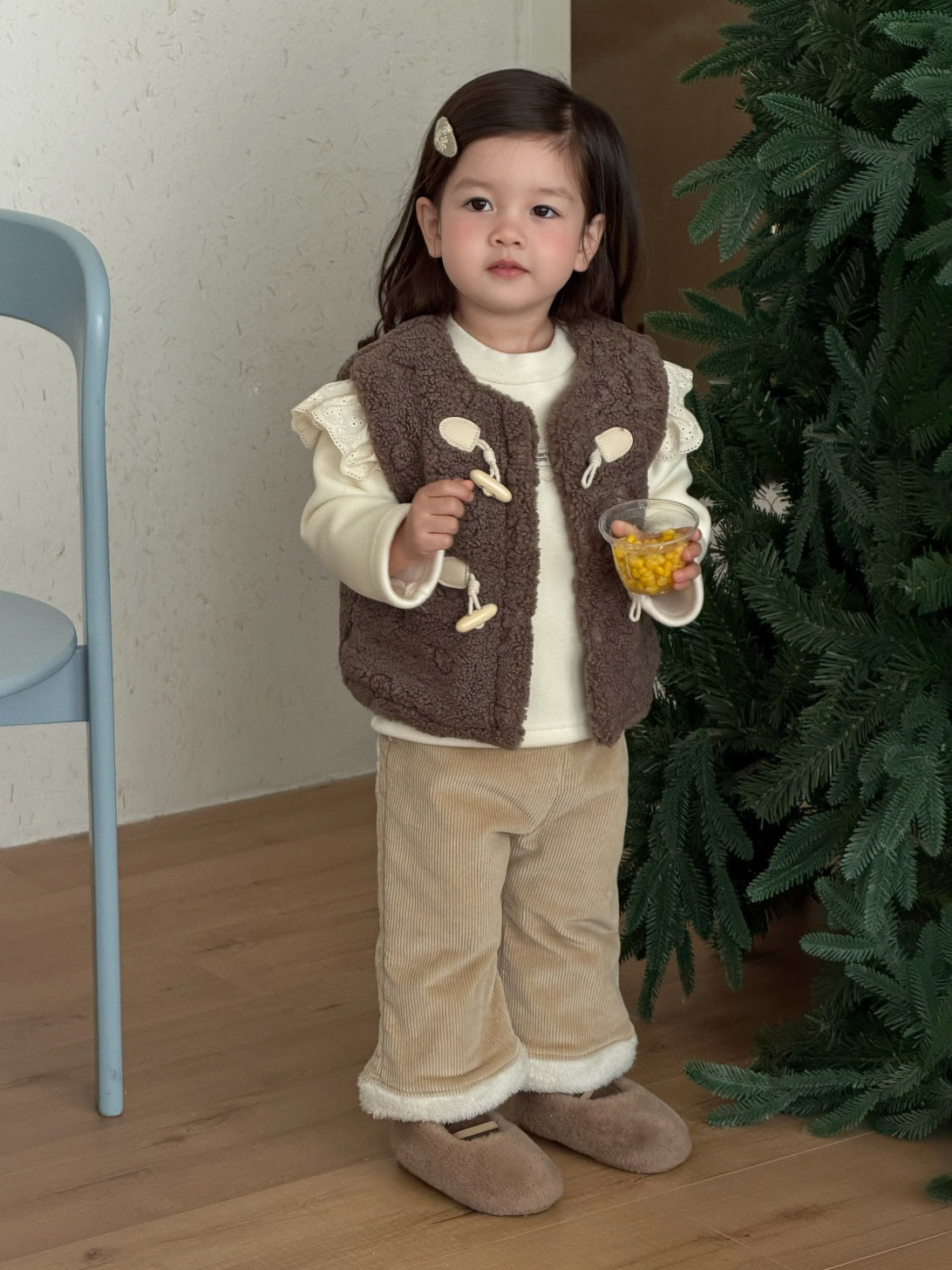 長袖セットアップ ボアフリースベスト/フリースTシャツ/裏フリースパンツ【mh0011929】