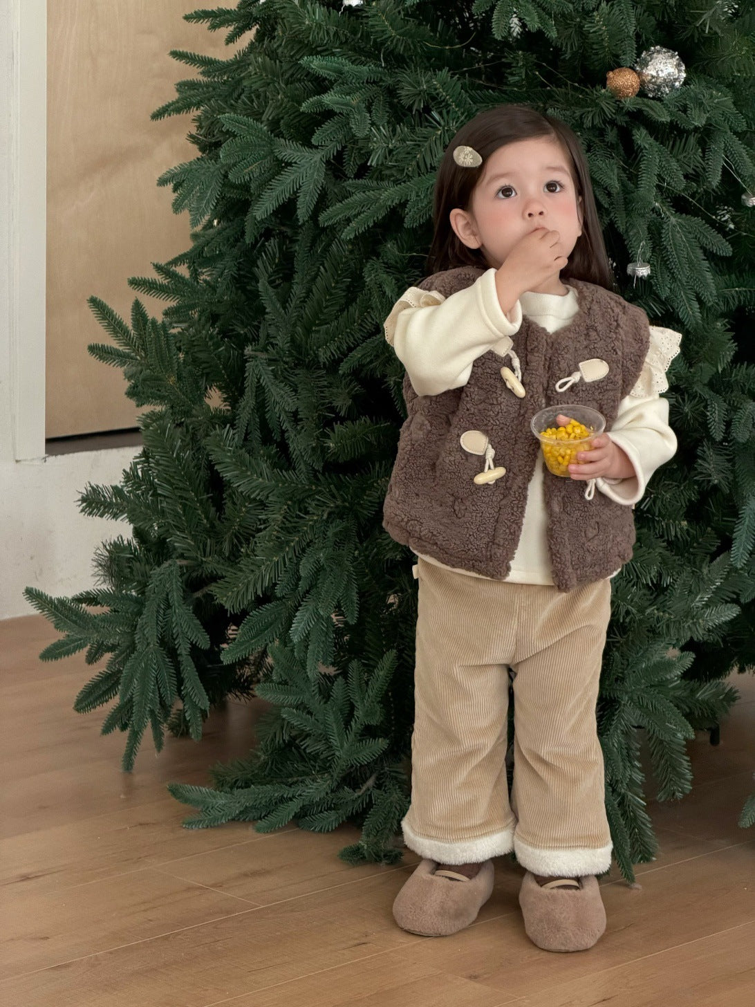 長袖セットアップ ボアフリースベスト/フリースTシャツ/裏フリースパンツ【mh0011929】