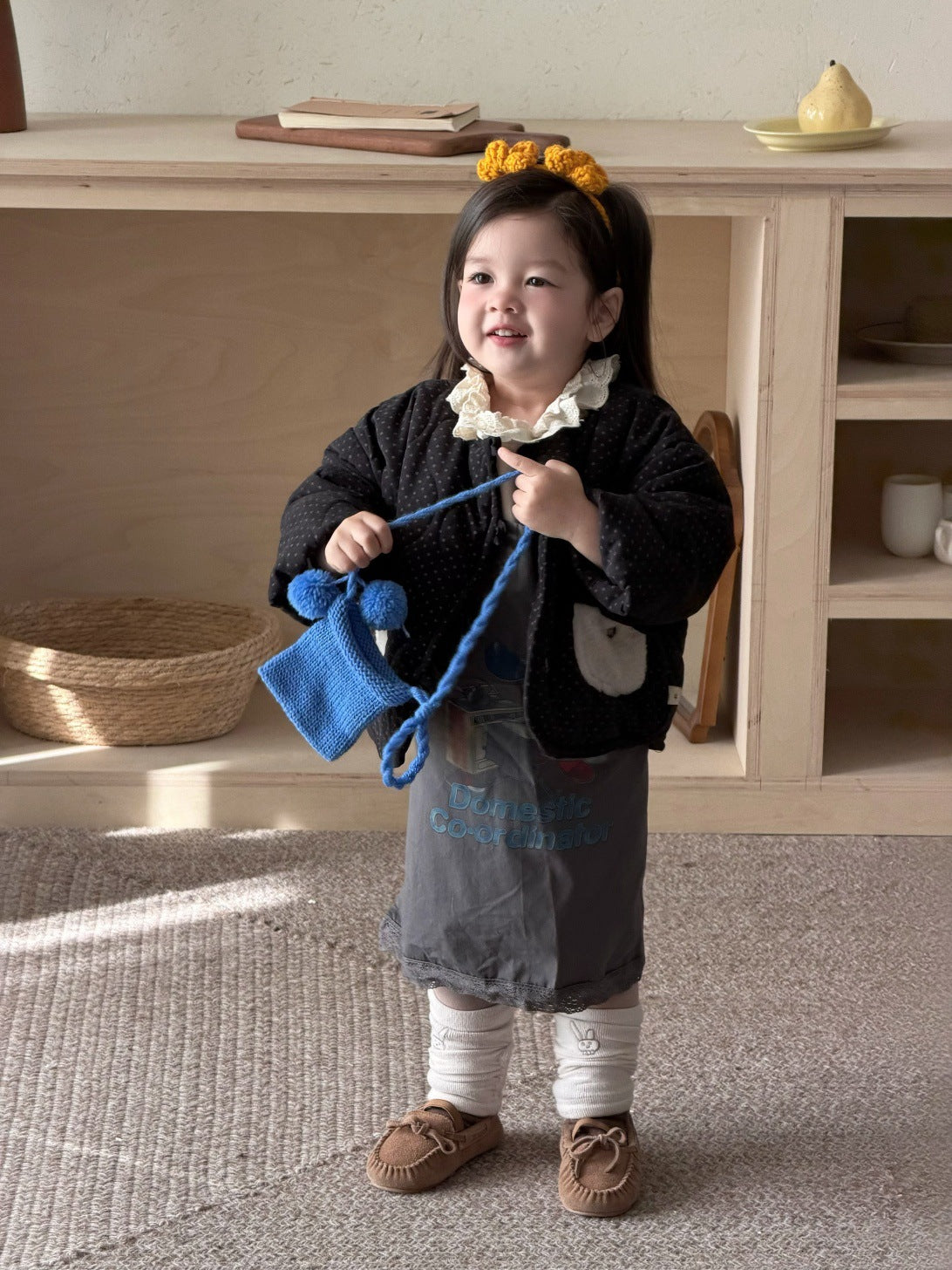 長袖セットアップ 水玉プリントブルゾンジャケット/長袖フリースTシャツ/レギンスパンツ【mh0011932】