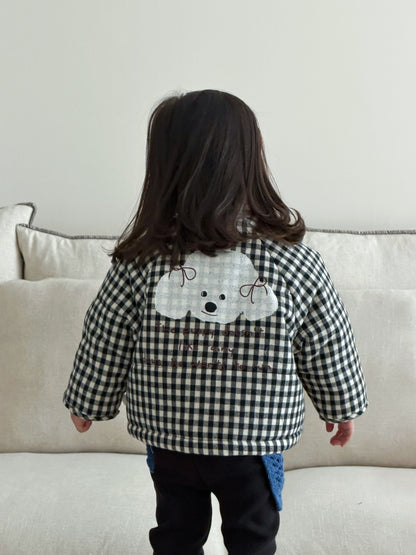 長袖セットアップ チェック中綿ジャケット/長袖フリースTシャツ/フリルレギンスパンツ【mh0011933】