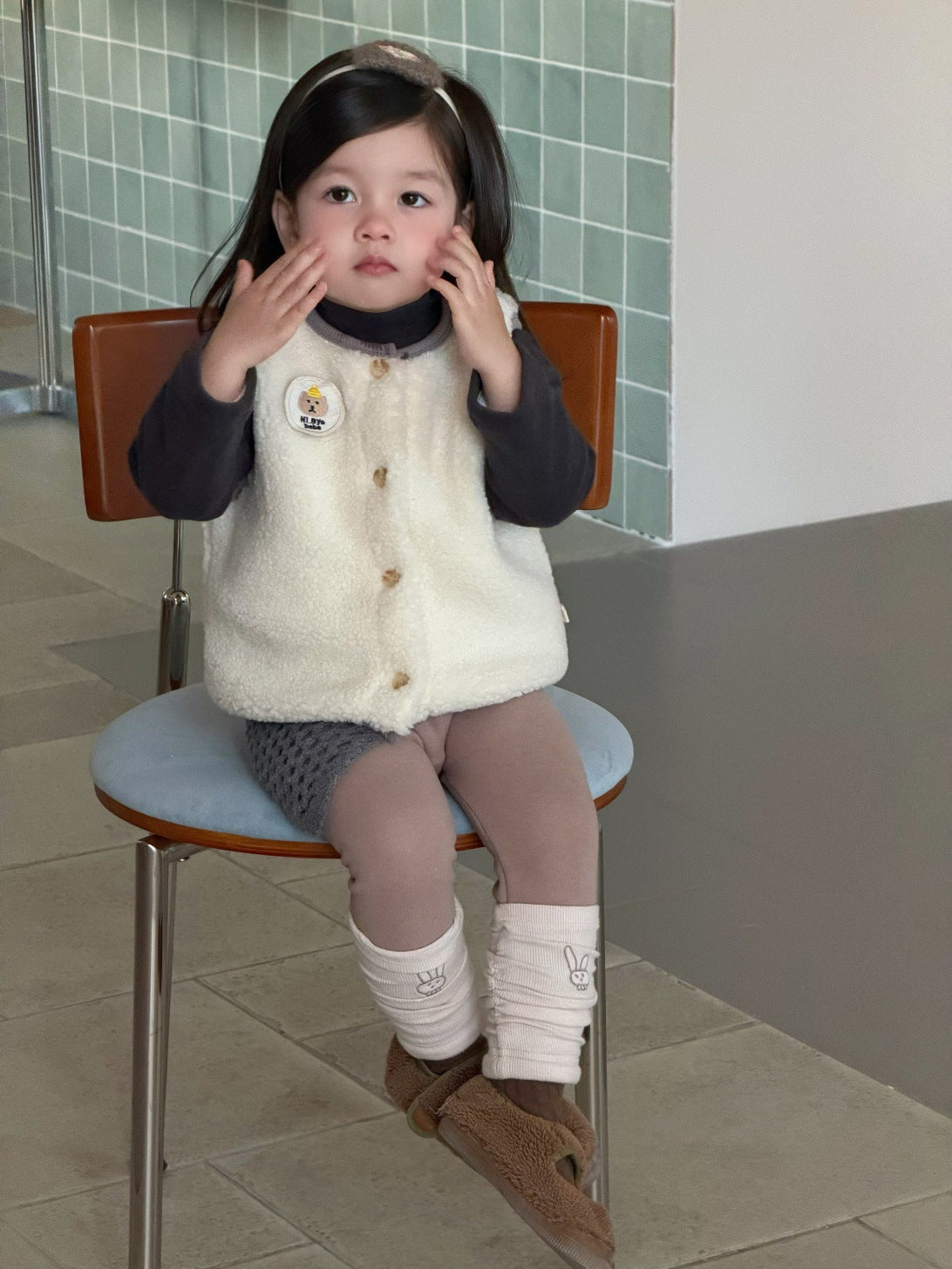 長袖セットアップ ボアベスト/長袖Tシャツ/レギンスパンツ【mh0011935】