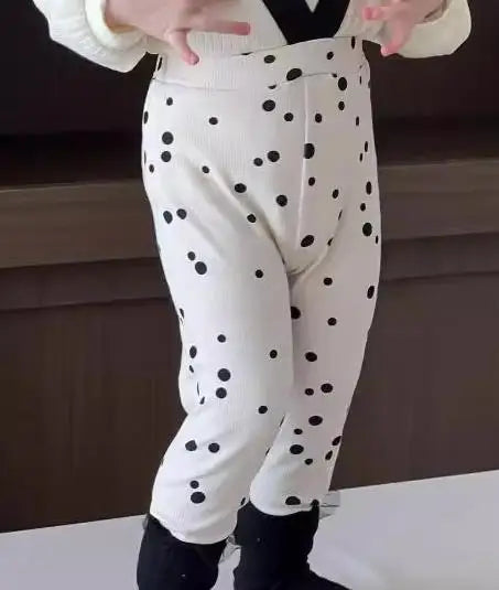 長袖セットアップ white leggings / 9M  73CM ベビートップス/パンツ 長袖パフスリーブTシャツ/サスペンダーロングレギンスパンツ【mh0008344】