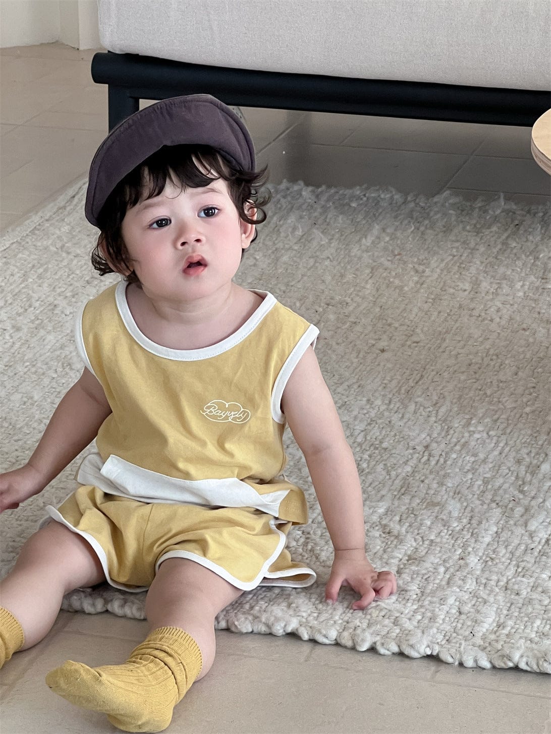 ノースリーブセットアップ Yellow / 73cm ビッグポケットノースリーブタンクトップ+ショートパンツ【mh0009921】