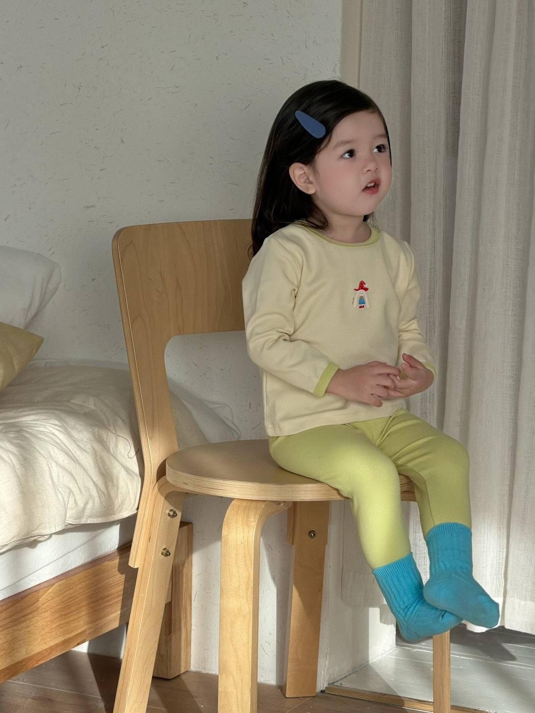 長袖セットアップ Yellow snowman / 73cm 長袖パジャマセット Tシャツ+ロングパンツ プリント柄【mh0011934】