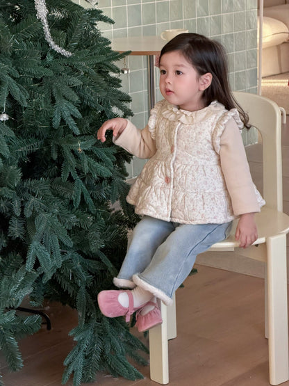 フリルエッジベスト/長袖Tシャツ/裏フリースデニムパンツ【mh0011936】