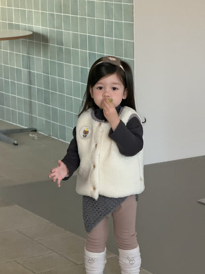 フリルエッジベスト/長袖Tシャツ/裏フリースデニムパンツ【mh0011936】