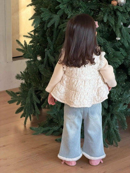 フリルエッジベスト/長袖Tシャツ/裏フリースデニムパンツ【mh0011936】