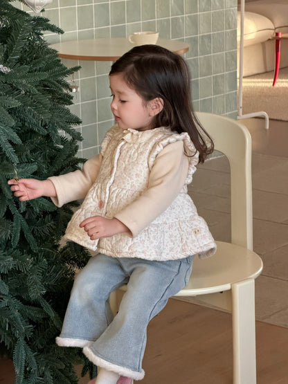 フリルエッジベスト/長袖Tシャツ/裏フリースデニムパンツ【mh0011936】