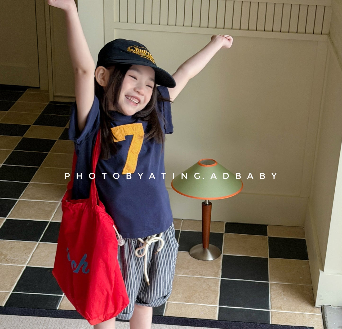 Number Embroidered Cotton Short Sleeve T-shirt ワッペン 半袖Tシャツ【mh0012662】 ADbaby 半袖Tシャツ