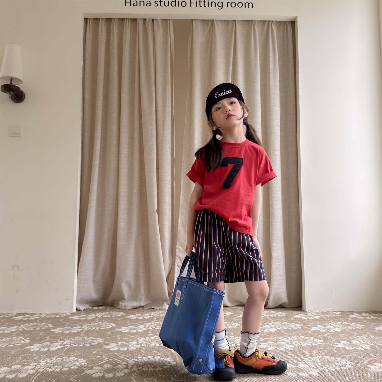 Number Embroidered Cotton Short Sleeve T-shirt ワッペン 半袖Tシャツ【mh0012662】 ADbaby 半袖Tシャツ