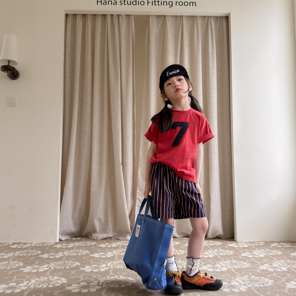 Number Embroidered Cotton Short Sleeve T-shirt ワッペン 半袖Tシャツ【mh0012662】 ADbaby 半袖Tシャツ