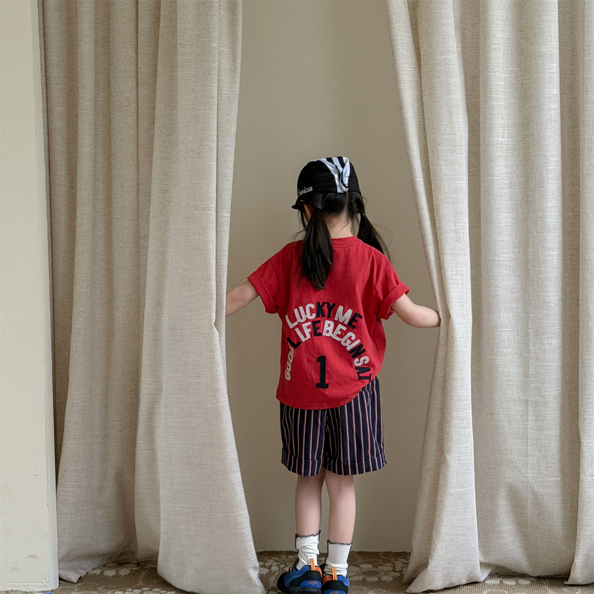 Number Embroidered Cotton Short Sleeve T-shirt ワッペン 半袖Tシャツ【mh0012662】 ADbaby 半袖Tシャツ