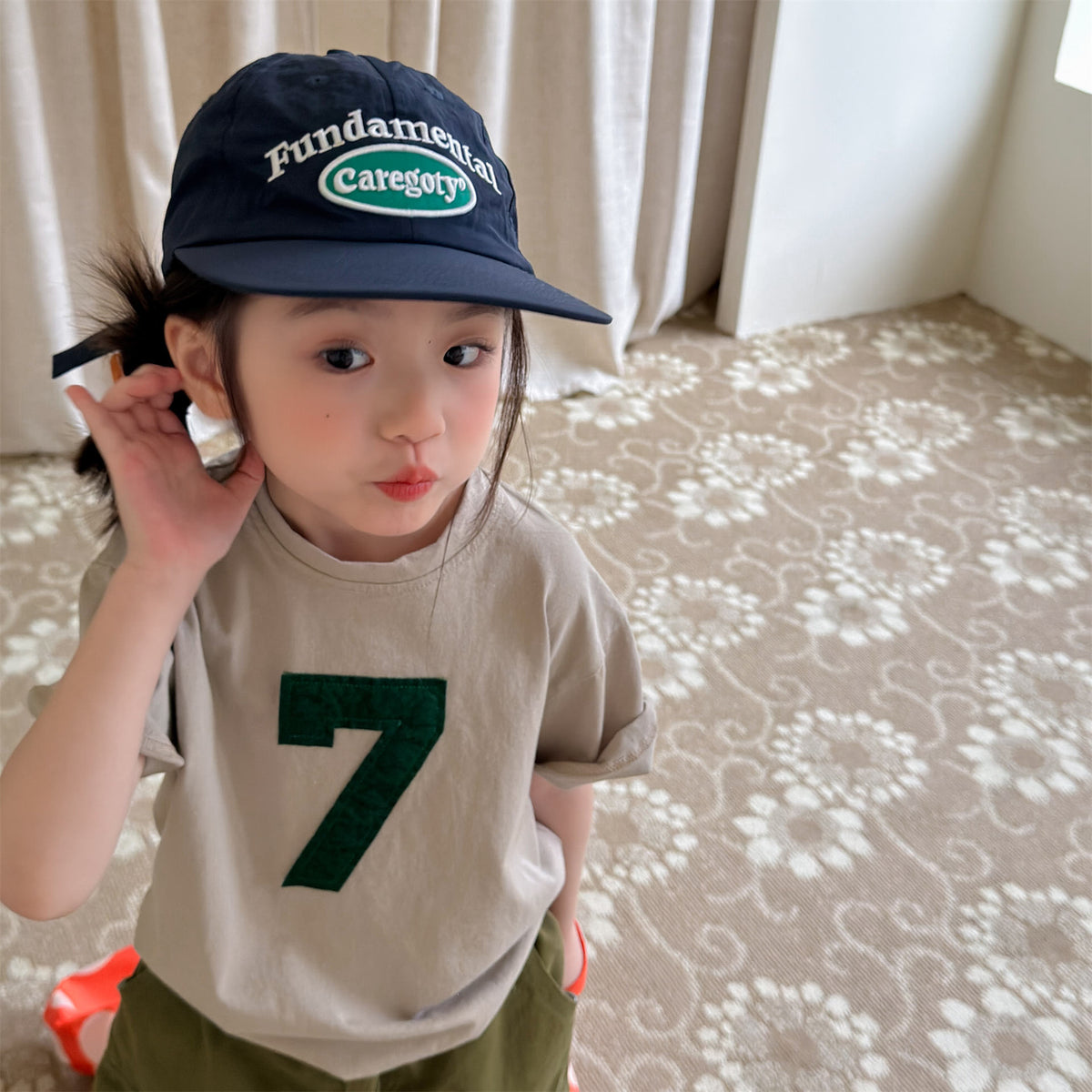 Number Embroidered Cotton Short Sleeve T-shirt ワッペン 半袖Tシャツ【mh0012662】 ADbaby 半袖Tシャツ