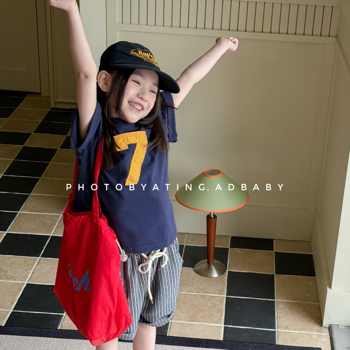 Number Embroidered Cotton Short Sleeve T-shirt ワッペン 半袖Tシャツ【mh0012662】 ADbaby 半袖Tシャツ