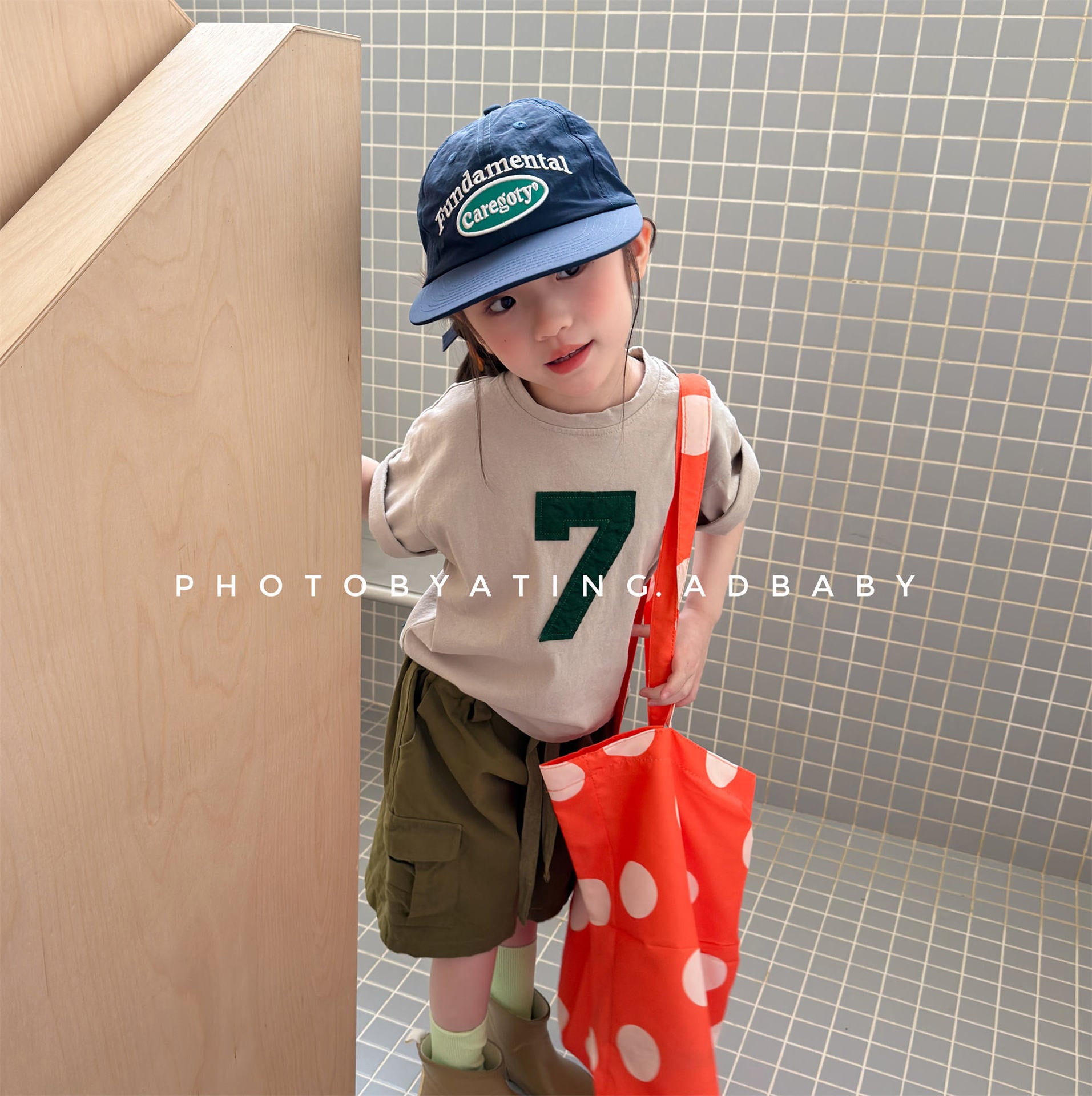 Number Embroidered Cotton Short Sleeve T-shirt ワッペン 半袖Tシャツ【mh0012662】 ADbaby 半袖Tシャツ